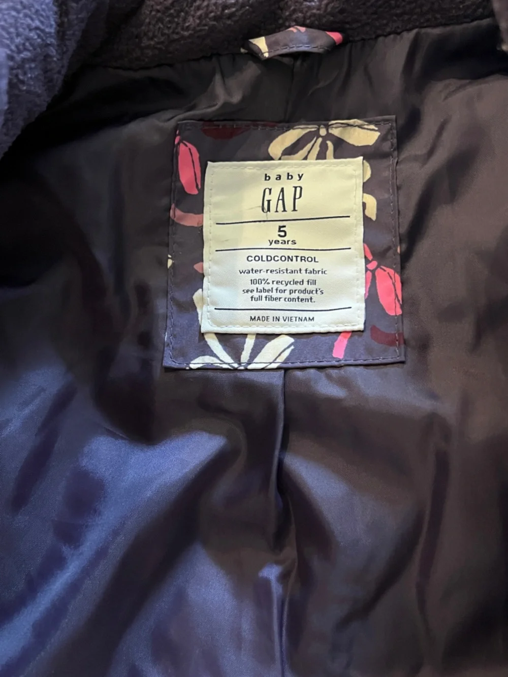 GAP Baby Navy Puffer Vest with Pink & Cream Bows Accents size 5